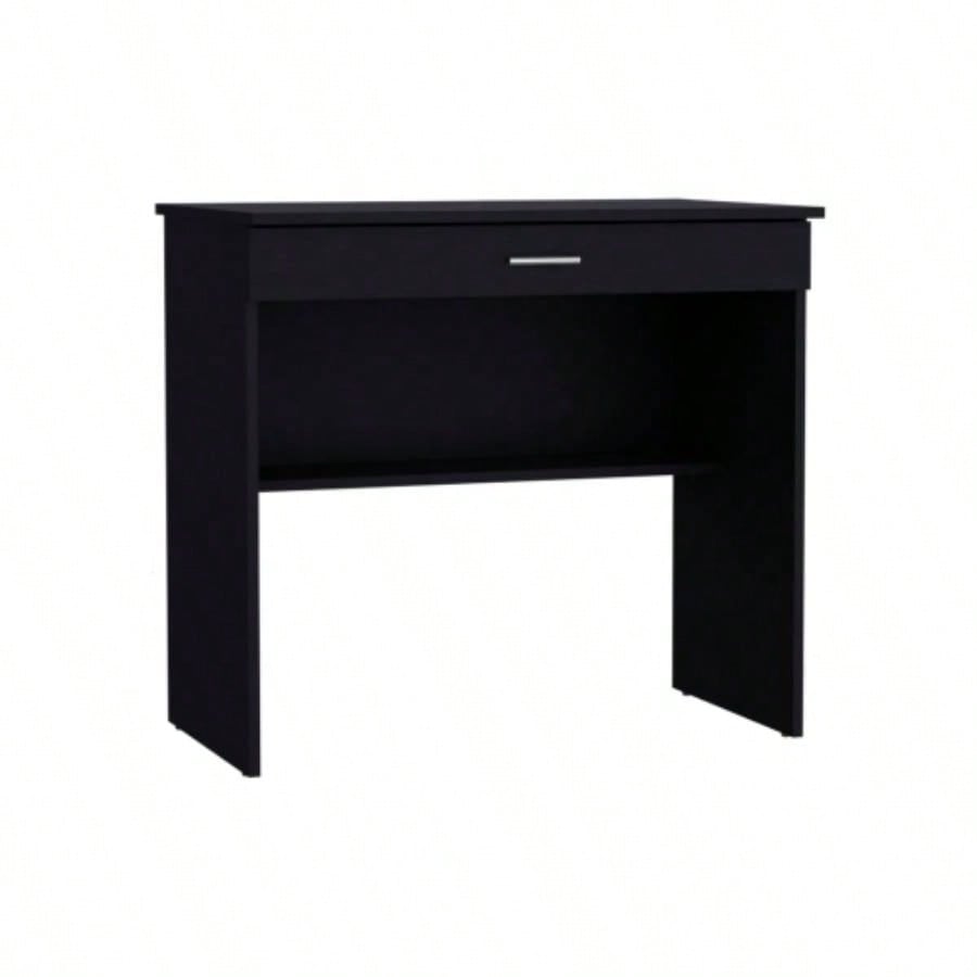 Montana Storage Desk, Spacious Stylish with Drawer and Shelf, Black