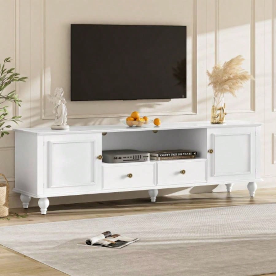 U - Can 70.9 Modern TV Stand TVs up to 80 Inches, Entertainment Center with Open Compartment, TV Storage Cabinet with 2 Drawers, 2 Cabinets and 5 Solid Living room