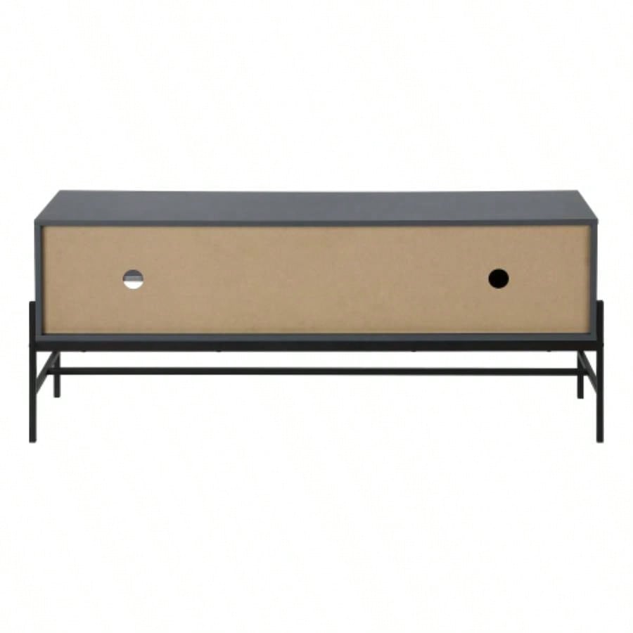 Tv Stand, 60 Inch, Console, Media Entertainment Center, Storage Cabinet, Living Room, Bedroom, Laminate, Black Metal, Contemporary, Modern