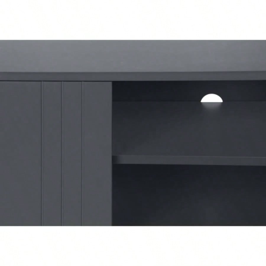 Tv Stand, 60 Inch, Console, Media Entertainment Center, Storage Cabinet, Living Room, Bedroom, Laminate, Black Metal, Contemporary, Modern