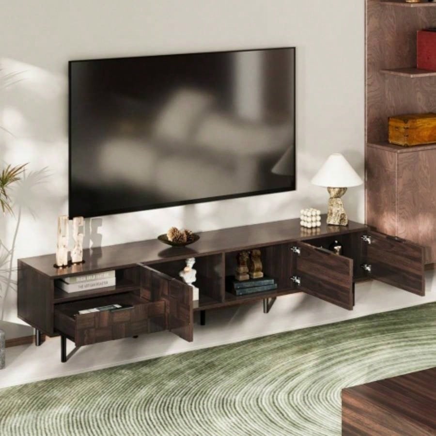 78 Mid Modern TV Stand 65+ Inch TVs, TV Console with Storage Cabinets Living Room, Entertainment Center Storage