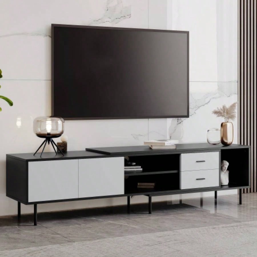 Modern TV Stand 80 TV with 2 Doors, Media Console Table, Entertainment Center with Large Storage Cabinet Living Room, Bedroom