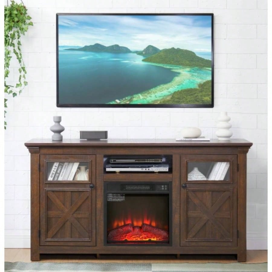 2 Doors Cabinet Farmhouse Cabinet, Farmhouse TV Stand Barn Design, Modern Farmhouse TV Media Stand, Large Barn Inspired Home Entertainment Console, Espresso, 60.2315.35D*31. H