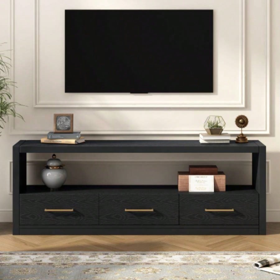 Mirod Stylish TV Stand with Ample Storage, Classic Design with Three Drawers and Spacious Surface, Minimalist Metal Handles, Versatile as TV Console or Side Cabinet