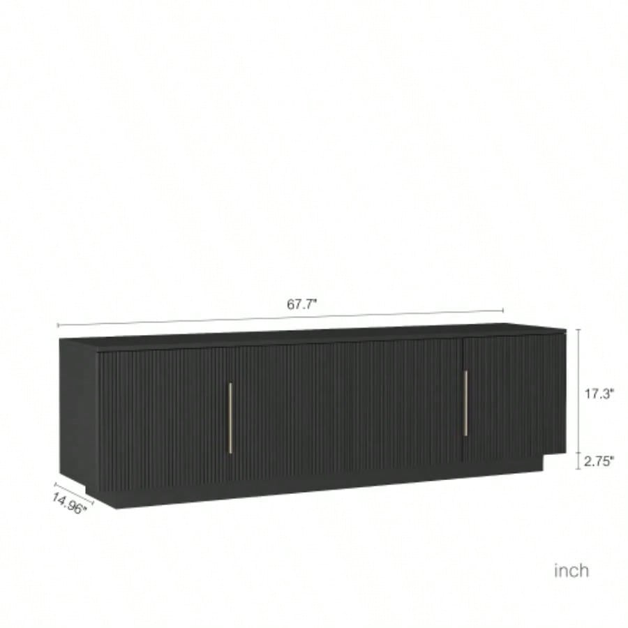 TV Stand with 16 Color LEDs, 68 Modern TV Stand, TV Cabinet Entertainment Center 55 60 65 Inch TV