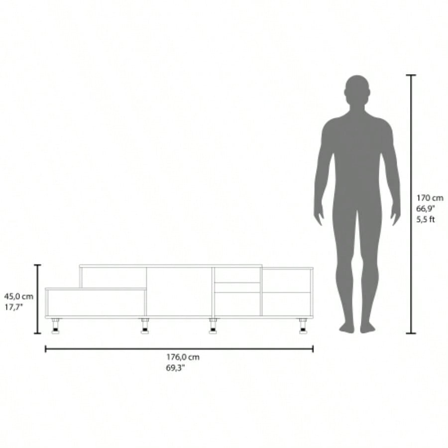Tv Stand, 3Doors, 1 Shelf 50 TV Capacity