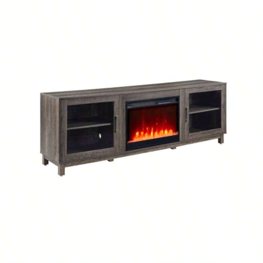 Summit 70 Gray Walnut TV Stand Console with Fireplace and Heater