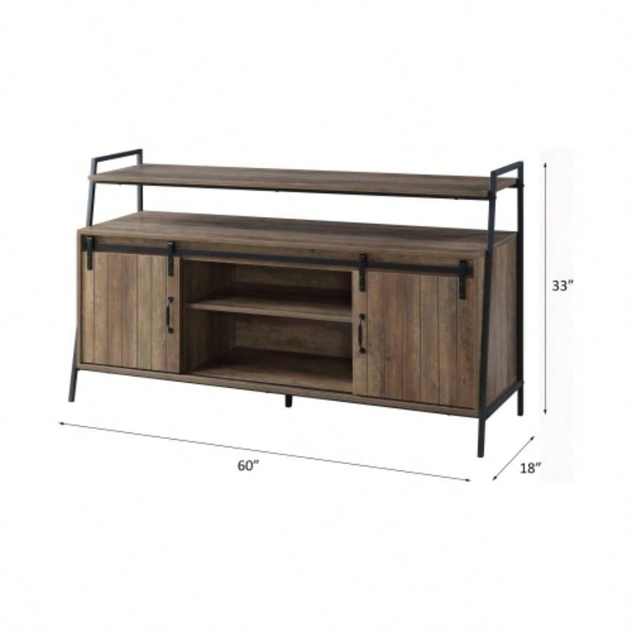 Rashawn Rustic Oak Black TV Stand