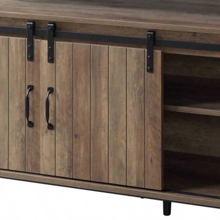 Rashawn Rustic Oak Black TV Stand