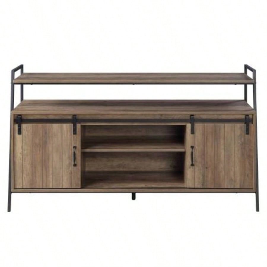 Rashawn Rustic Oak Black TV Stand