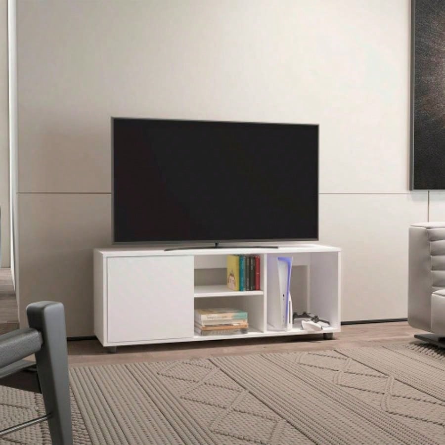 Tv Stand, 1 Door, 4 Shelves, 55 TV Capacity