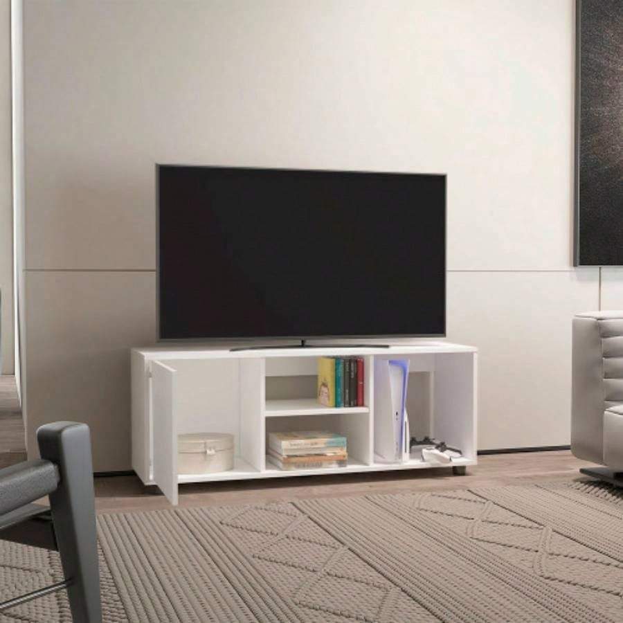 Tv Stand, 1 Door, 4 Shelves, 55 TV Capacity