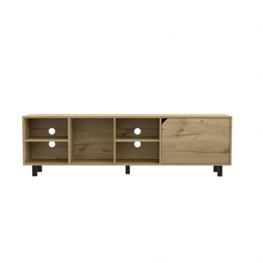 TV Stand TVs up 70 Estocolmo, Four Open Shelves, Light Oak