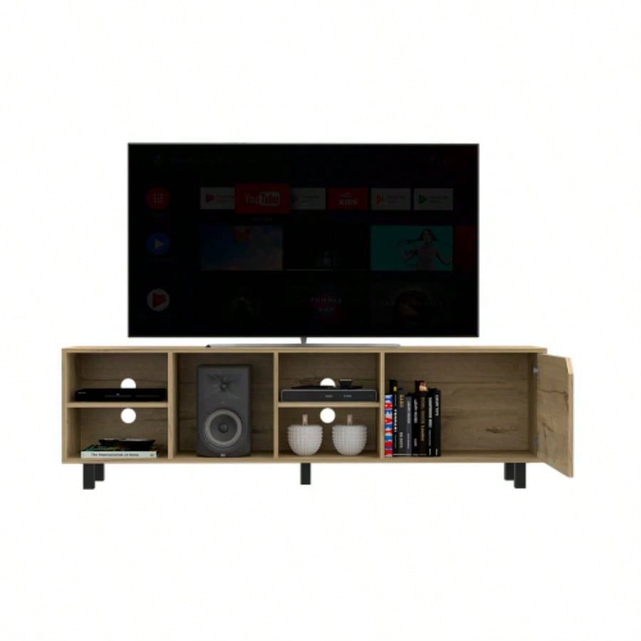 TV Stand TVs up 70 Estocolmo, Four Open Shelves, Light Oak