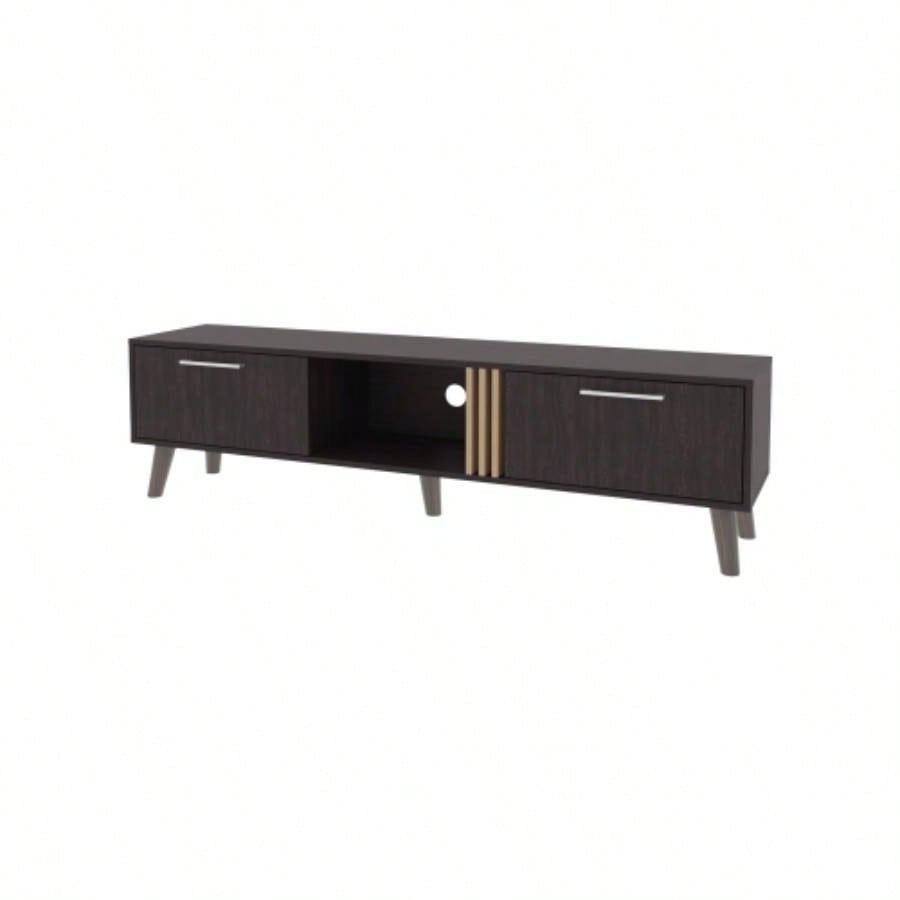 Tv Stand with 2 Doors and Open Storage, Wengue