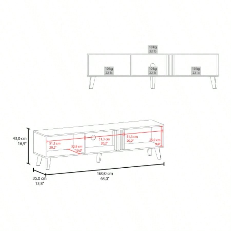 Tv Stand with 2 Doors and Open Storage, Wengue