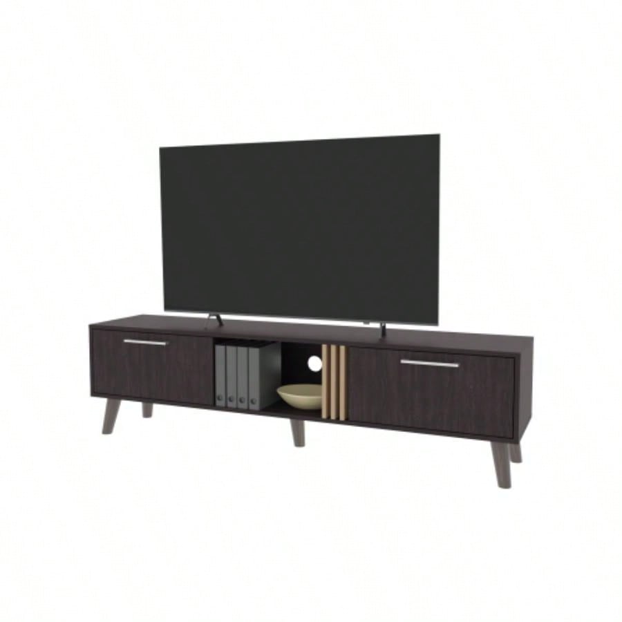 Tv Stand with 2 Doors and Open Storage, Wengue