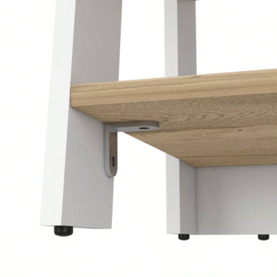 Cabinet 29.7H, Four Shelves, Vertical, Light Oak/ White