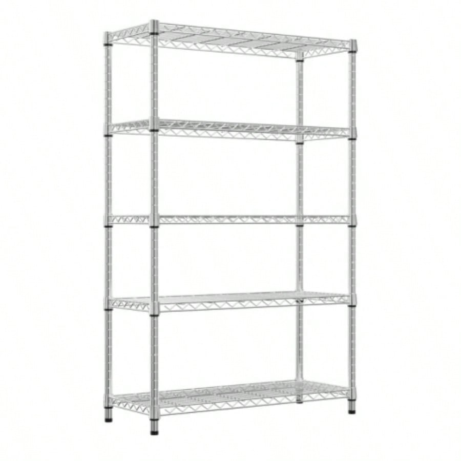 1750 lbs Steel Storage Shelving 5 - Tier Utility Shelving Unit Steel Organizer Wire Rack Home, Kitchen, Office, Garage, 1750 LBS Capacity 17. Dx 47.2x 72.3 H