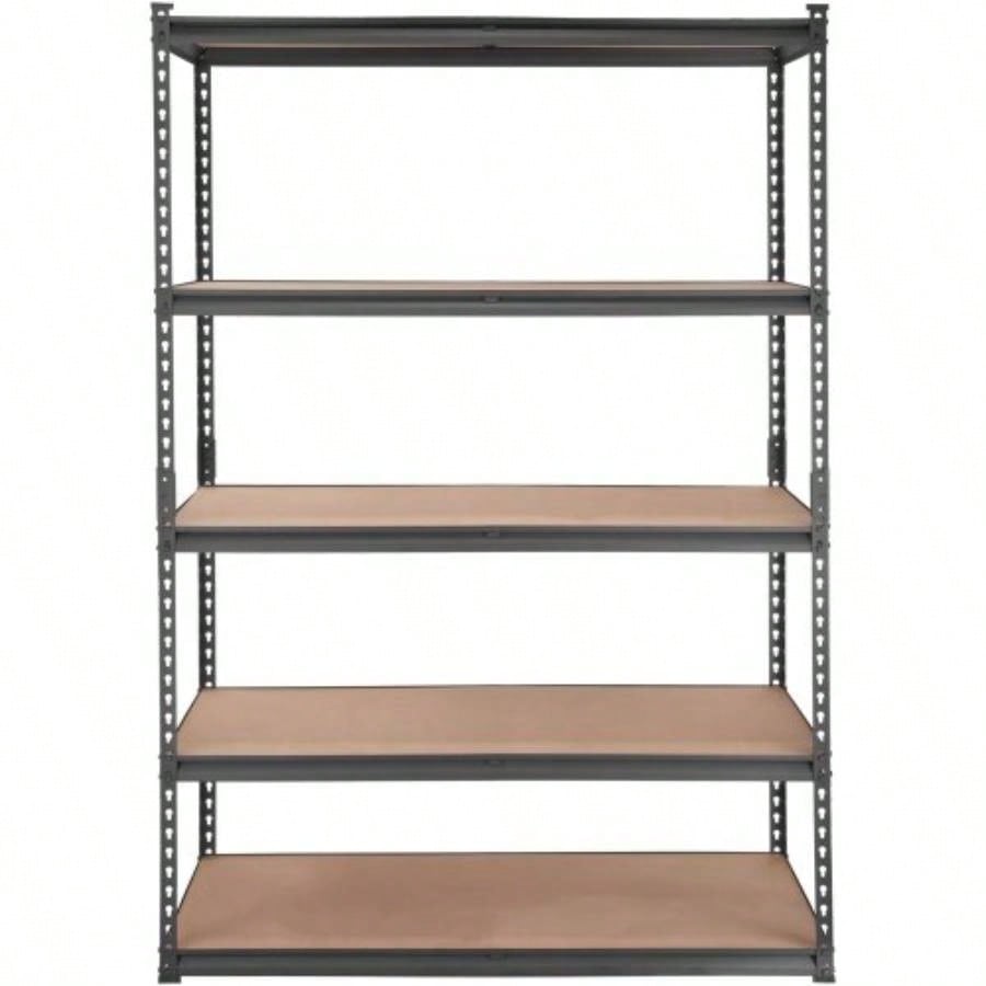 Storage Shelving Unit, 5 - Tier Adjustable, 2000 lbs Capacity, Heavy Duty Garage Shelves Metal Organizer Utility Rack, Black, 18 Dx 48x 72 H Kitchen Pantry Basement Bathroom Laundry