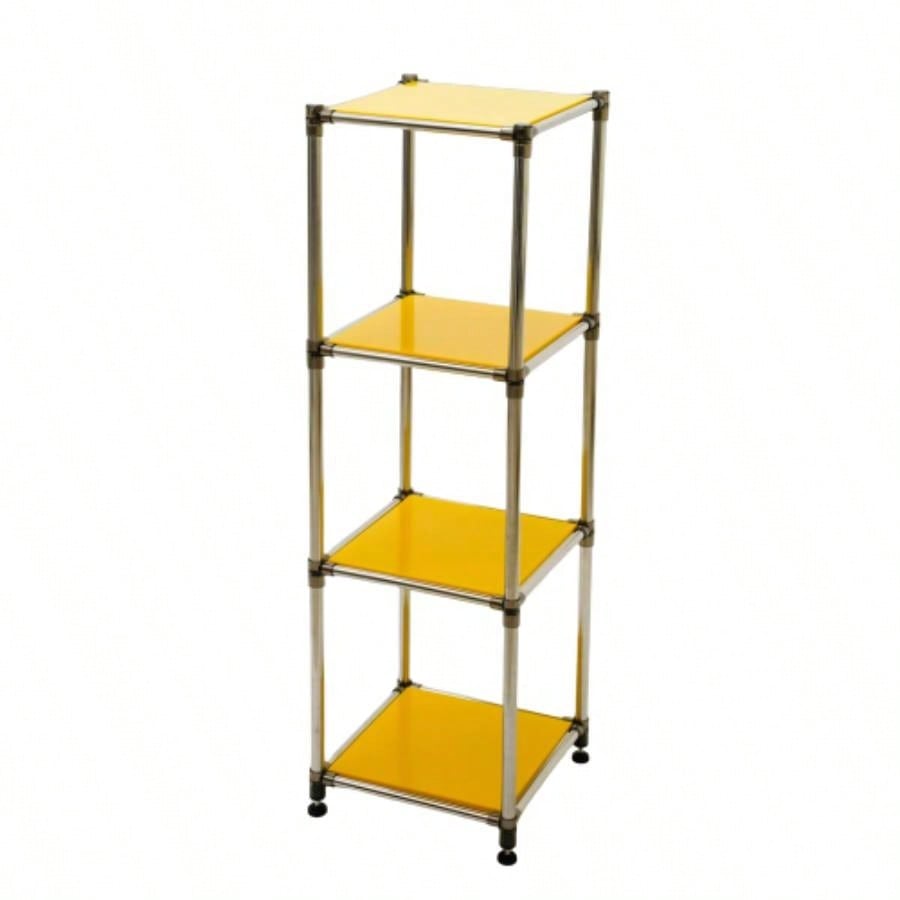 Korean Yellow 4 - Tier Heavy Duty Stainless steel Storage Shelving Unit, 100lbs/shelf 49Hx 14.9x 13. D Indoor/Outdoor Organization, Modular Rack, Extremely Durabl