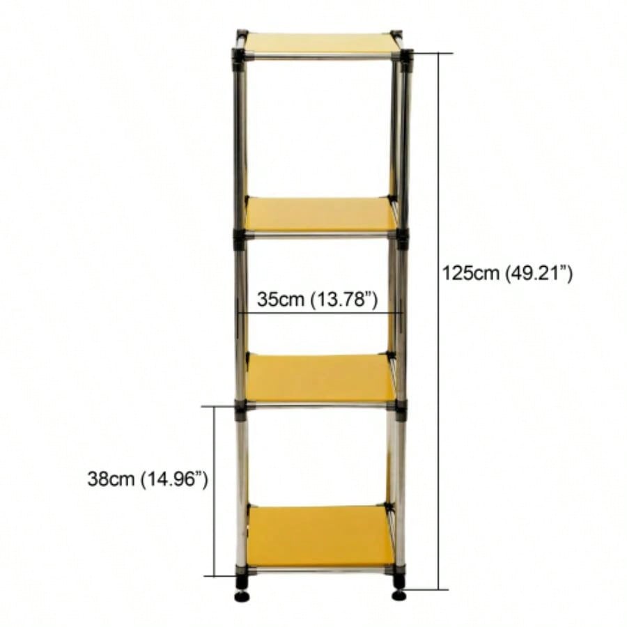 Korean Yellow 4 - Tier Heavy Duty Stainless steel Storage Shelving Unit, 100lbs/shelf 49Hx 14.9x 13. D Indoor/Outdoor Organization, Modular Rack, Extremely Durabl
