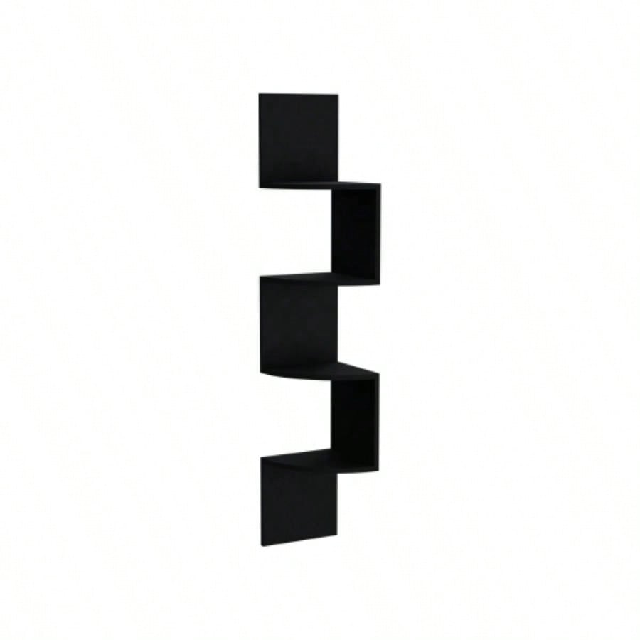 Roy Corner Floating Shelf, Modern 4 - Tier Display, Black