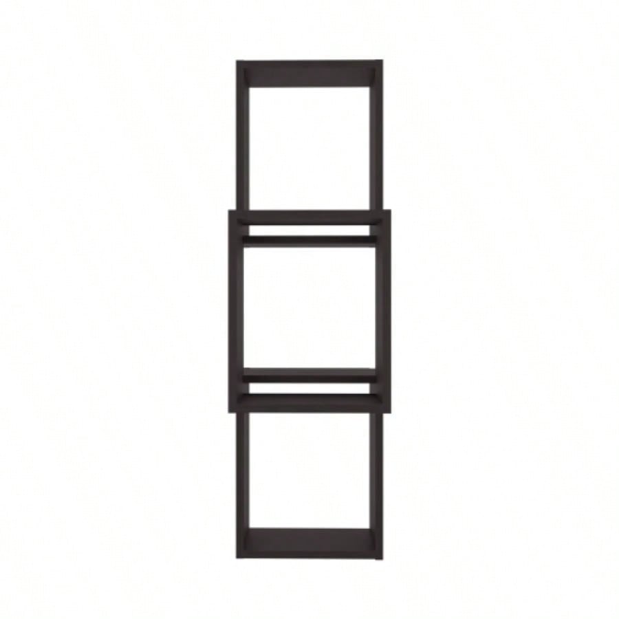 Wall Shelf, 3 Shelves, Black Wengue
