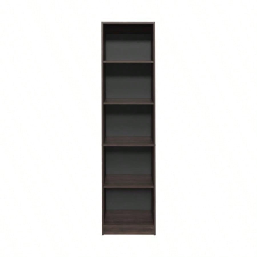 XS Bookcase Compact Bookshelf with Multiple Shelves, Dark Walnut/ Black Wengue