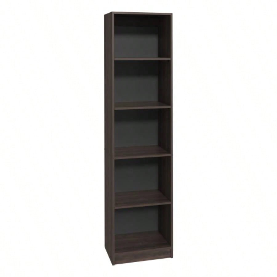 XS Bookcase Compact Bookshelf with Multiple Shelves, Dark Walnut/ Black Wengue