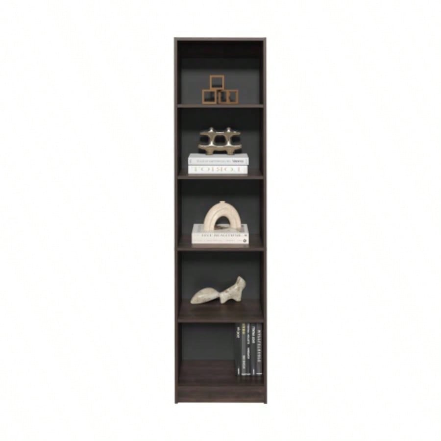 XS Bookcase Compact Bookshelf with Multiple Shelves, Dark Walnut/ Black Wengue