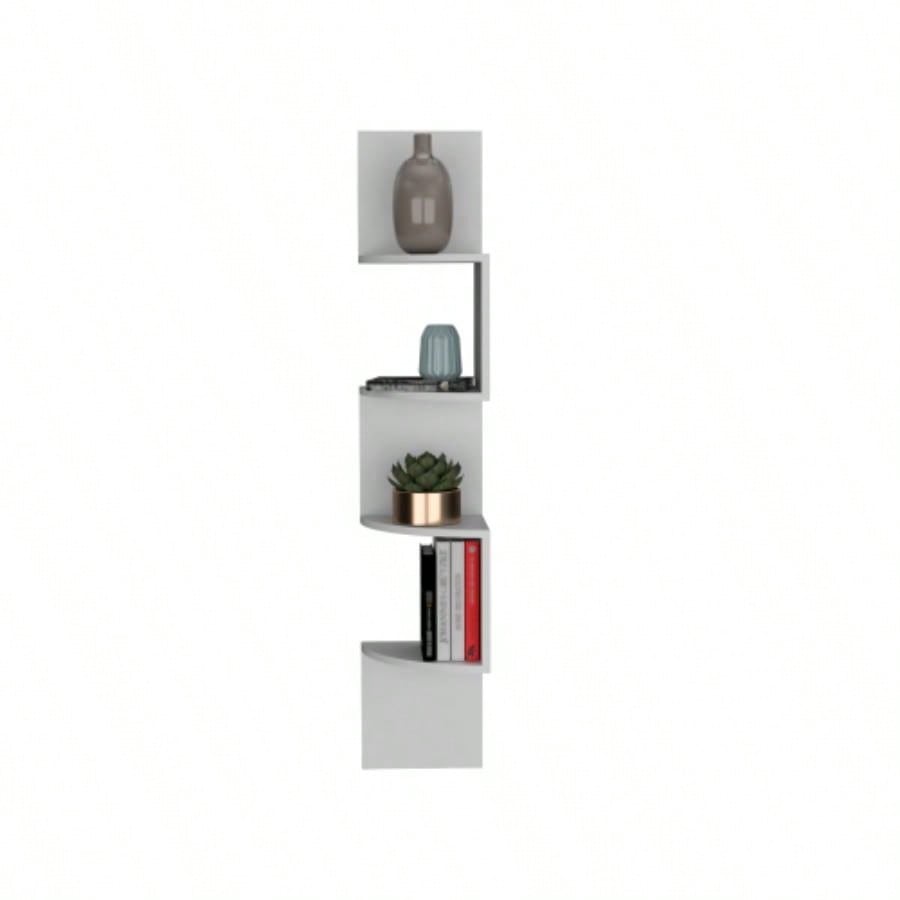 Roy Corner Floating Shelf, Modern 4 - Tier Display, White