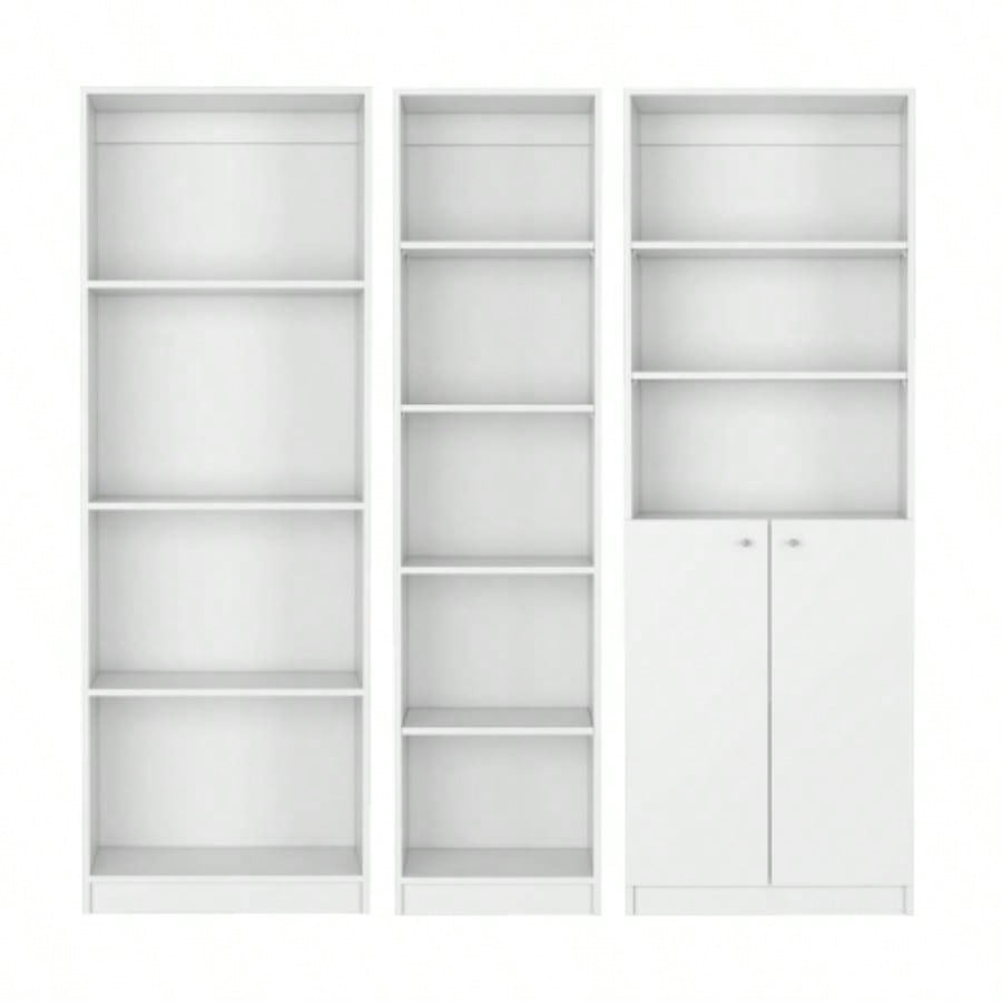 Simla 3 Piece Living Room Set with 3 Bookcases, White