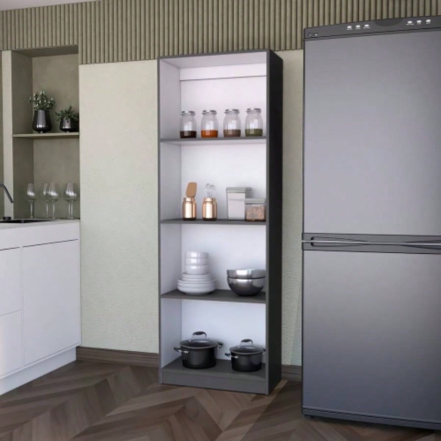 Bookcase Benzoni, Office, Matt Gray/ White
