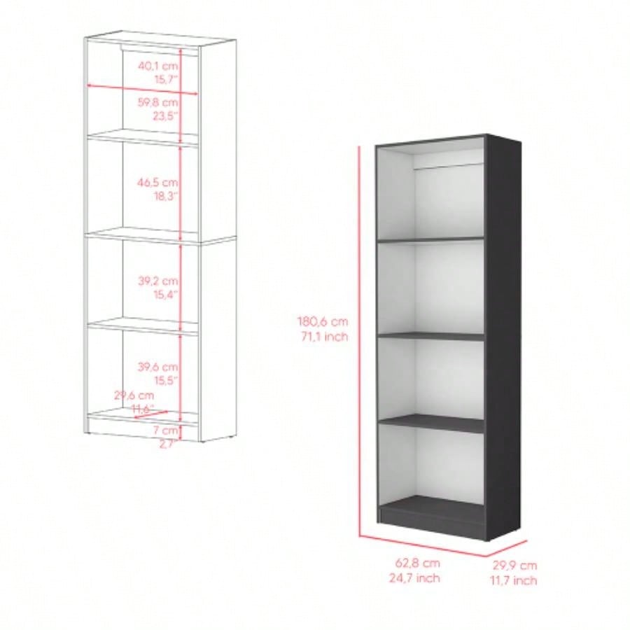 Bookcase Benzoni, Office, Matt Gray/ White