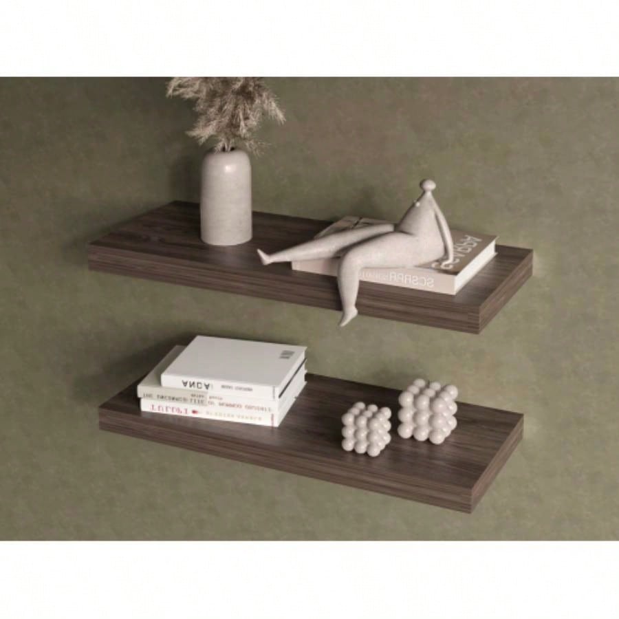 Floating Shelf, Living Room, Dark Walnut