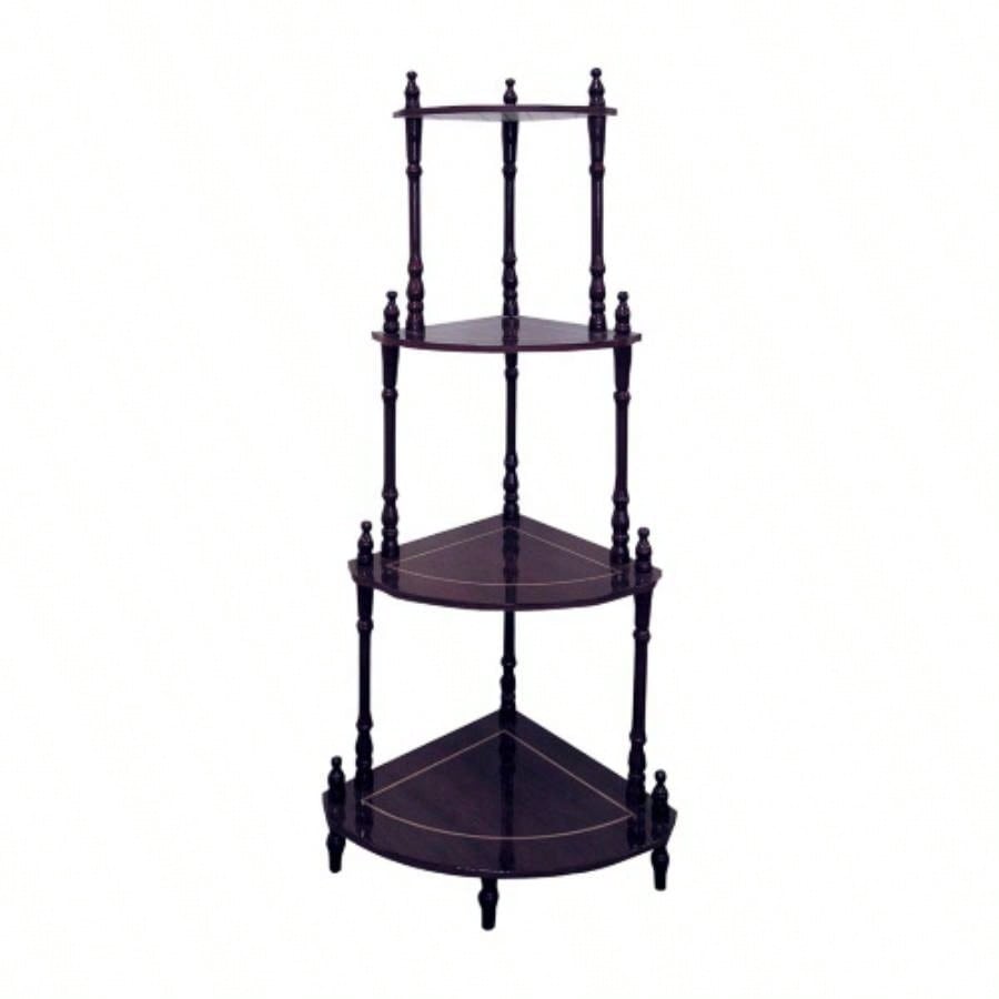 39 Tall 4 - Tier Wooden Standing Corner Shelf, Cherry