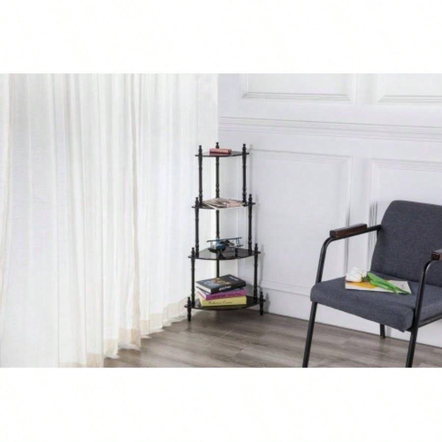 39 Tall 4 - Tier Wooden Standing Corner Shelf, Cherry
