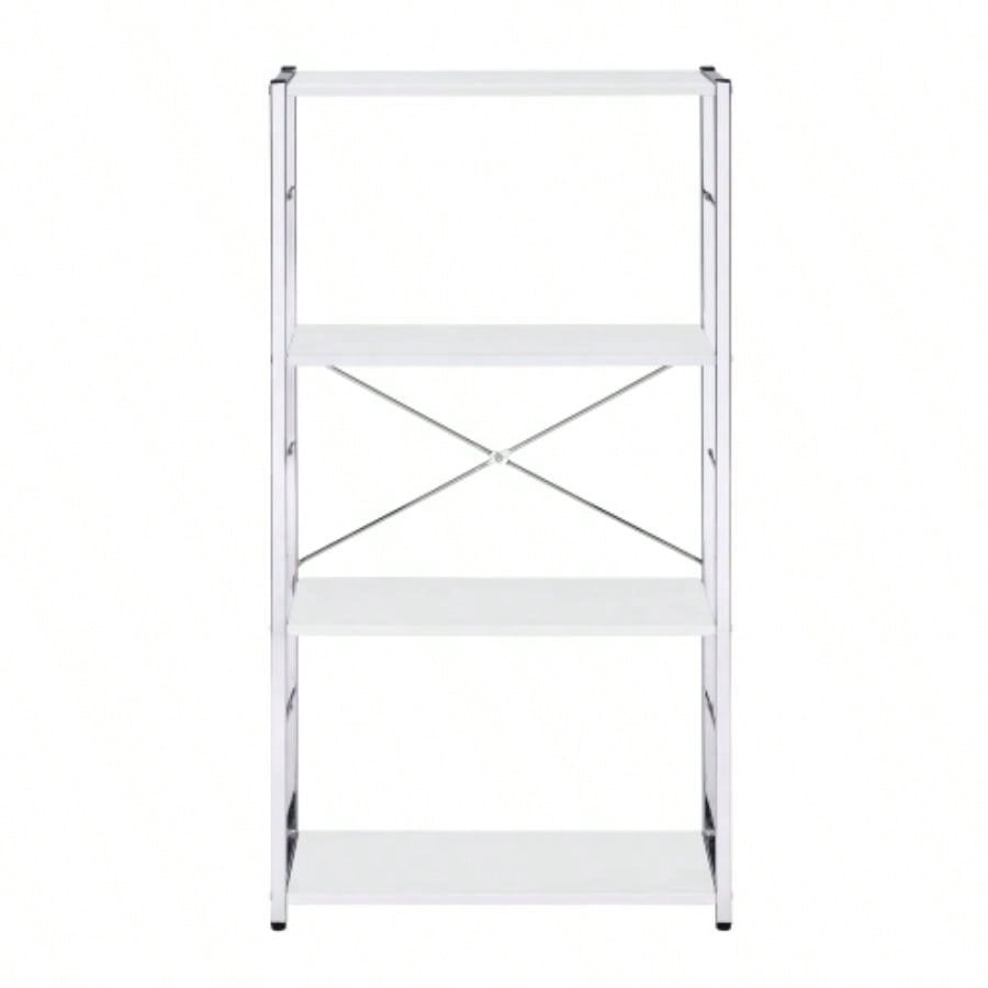 White and 4 - Tier Rectangular Bookshelf