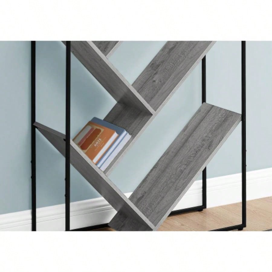 Bookshelf, Bookcase, Etagere, 3 Tier, 60h, Office, Bedroom, Laminate, Black Metal, Contemporary, Modern