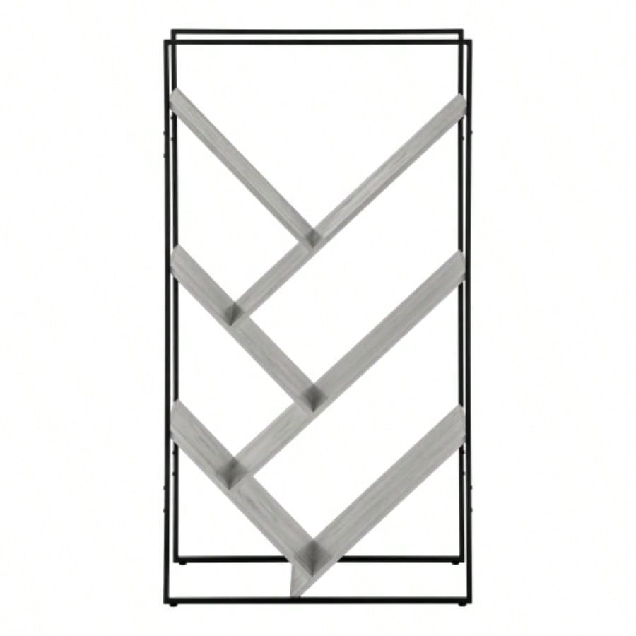 Bookshelf, Bookcase, Etagere, 3 Tier, 60h, Office, Bedroom, Laminate, Black Metal, Contemporary, Modern