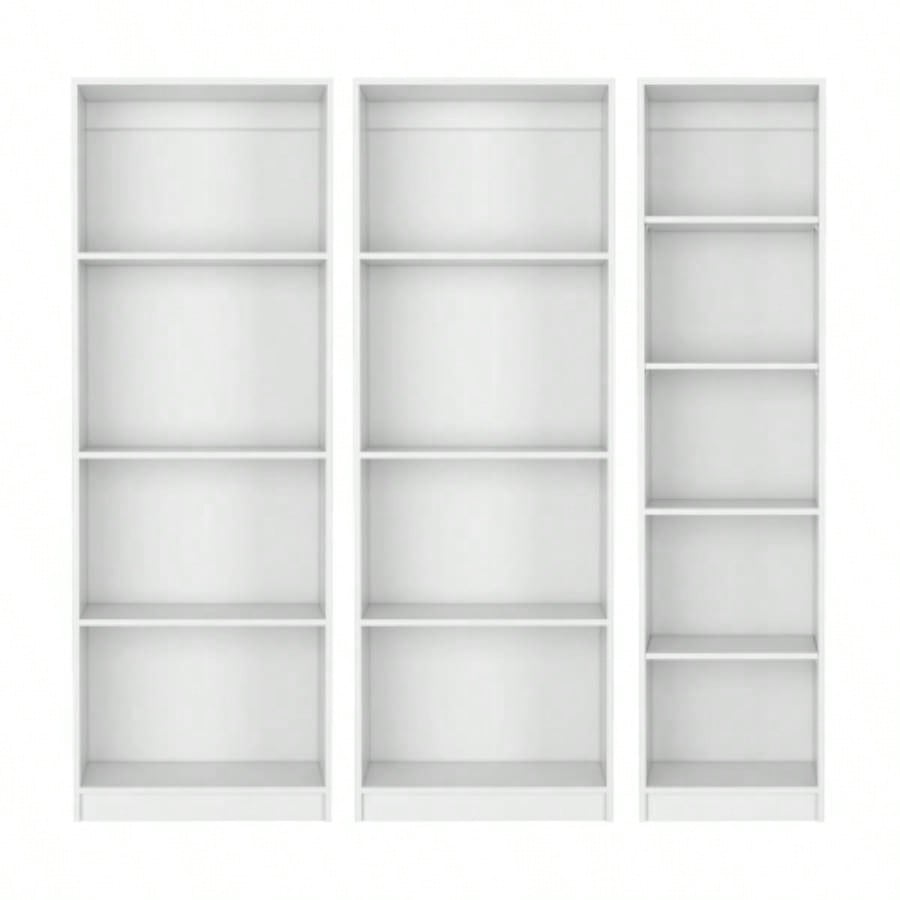 Trues 3 Piece Living Room Set with 3 Bookcases, White