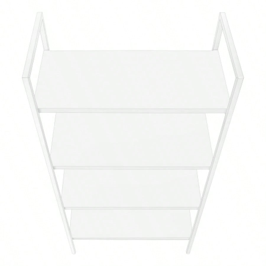 Bookshelf, Bookcase, 4 Tier, 48h, Office, Bedroom, White Laminate, White Metal, Contemporary, Modern