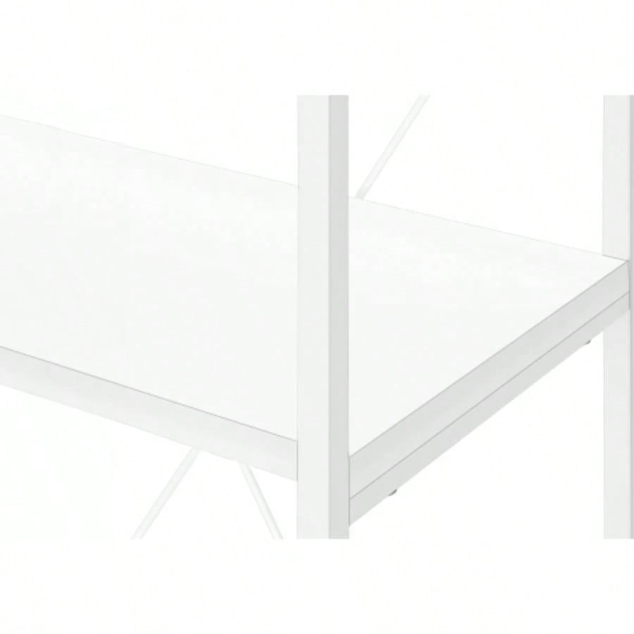Bookshelf, Bookcase, 4 Tier, 48h, Office, Bedroom, White Laminate, White Metal, Contemporary, Modern
