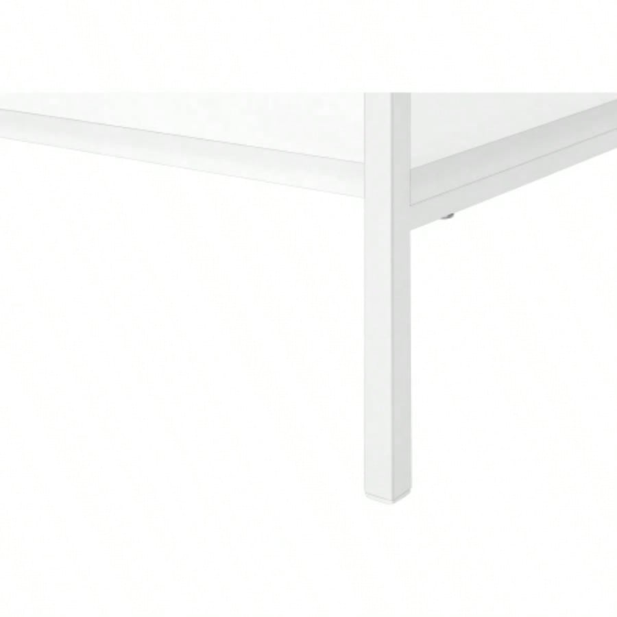 Bookshelf, Bookcase, 4 Tier, 48h, Office, Bedroom, White Laminate, White Metal, Contemporary, Modern