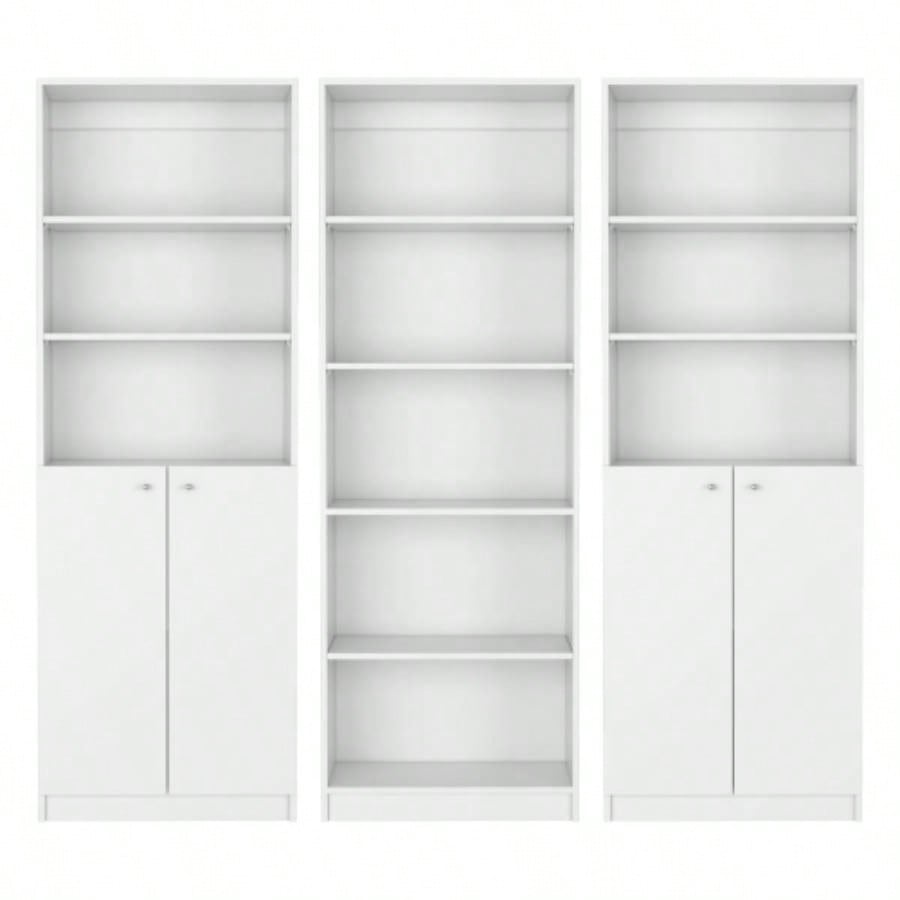 Salina 3 Piece Living Room Set with 3 Bookcases, White