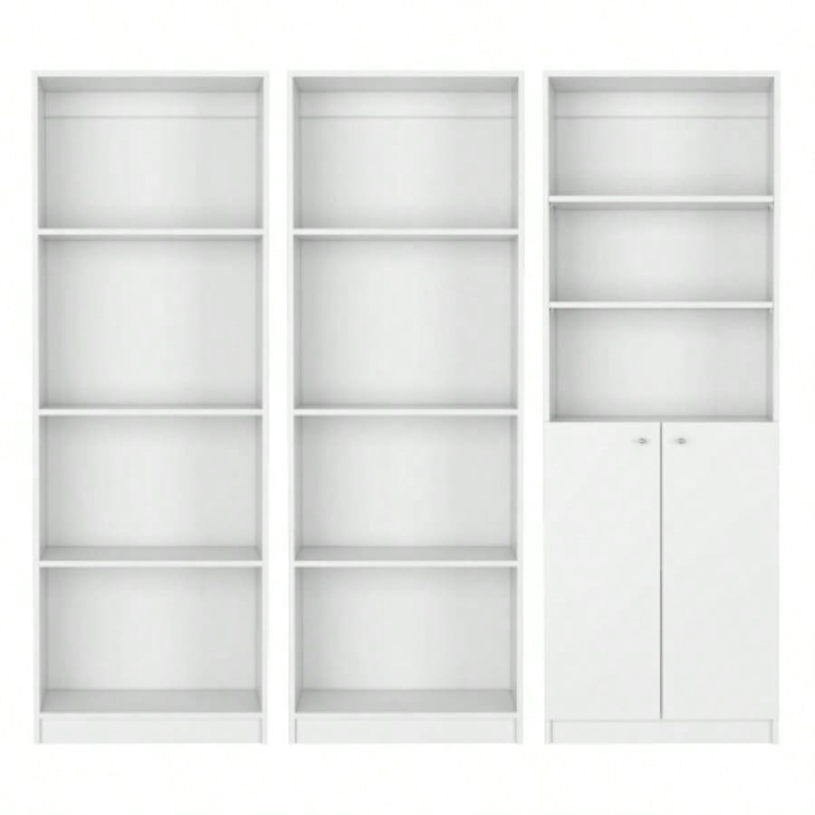 3 Piece Living Room Set with 3 Bookcases, White