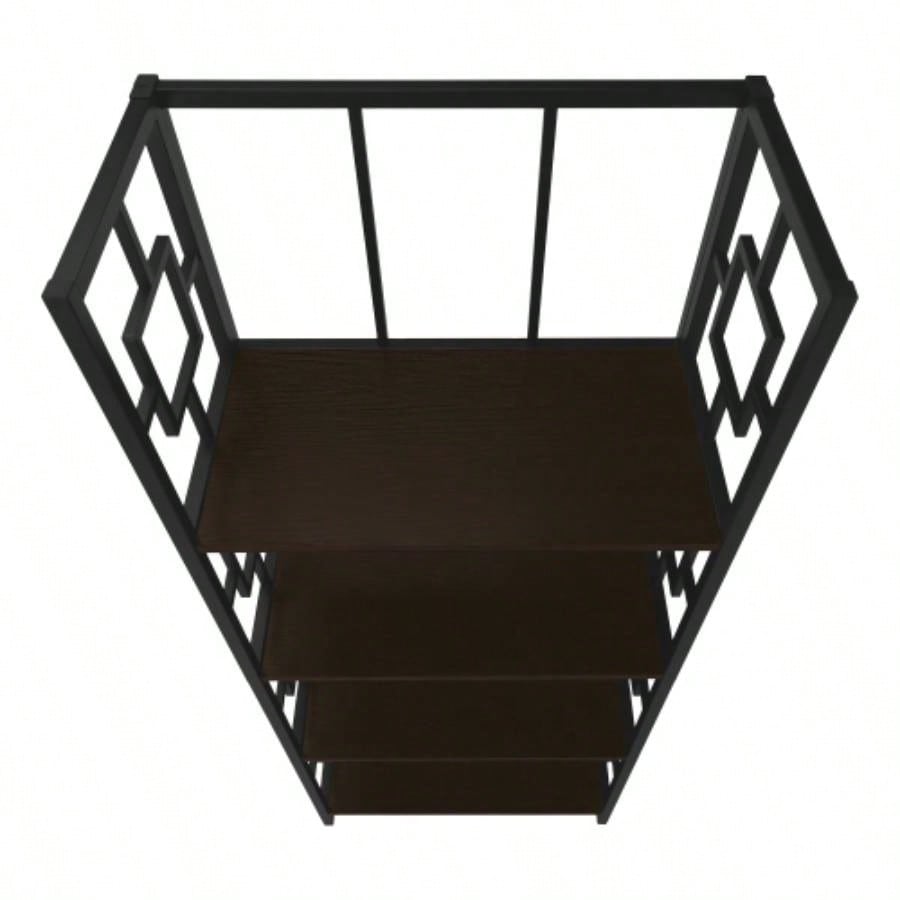 Bookshelf, Bookcase, Etagere, 4 Tier, 62h, Office, Bedroom, Brown Laminate, Black Metal, Contemporary, Modern