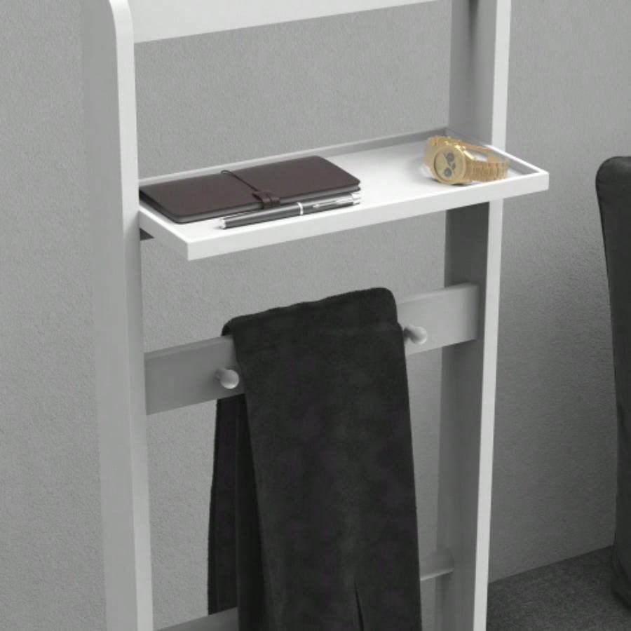 Accent Portable Garment Rack, Clothes Valet Stand with Storage Organizer, White