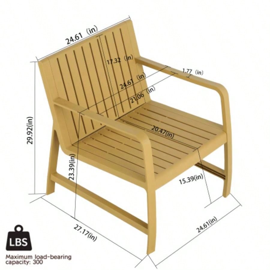2 - Piece Indoor/Outdoor Furniture set 1 Chairs 1 Coffee Tables Waterproof PP Material - Easy Assembly Patio Conversation Set
